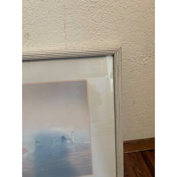 Signed Sailboat Artwork By Nigel Hemming In White Wood Frame glass water READ - Picture 4 of 12